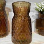 Glazen vaas ruit motief, H: 20 B 12 cm