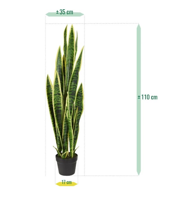 Sanseveria kunstplant, H: 110 cm – bont