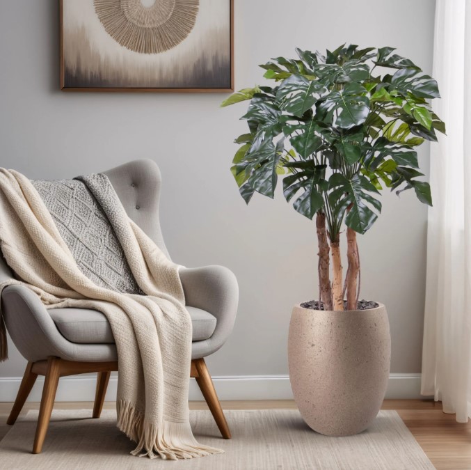 Monstera Kunstplant Deluxe, H: 120 cm op stam