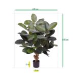 Elastica Robusta kunstplant, H: 95 cm groen