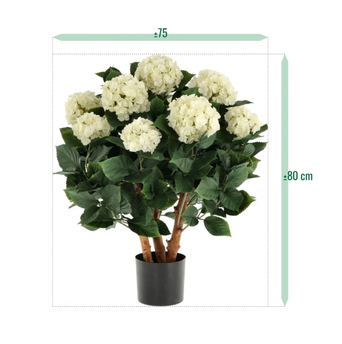 Hortensia UV Kunstplant Deluxe, H: 80 cm Creme