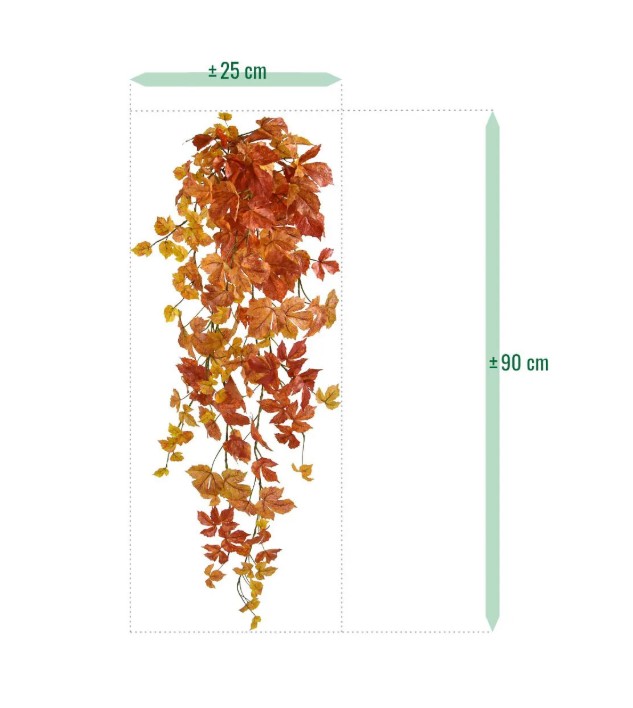 Herfst Maple kunst hangplant, H: 90 cm – oranje