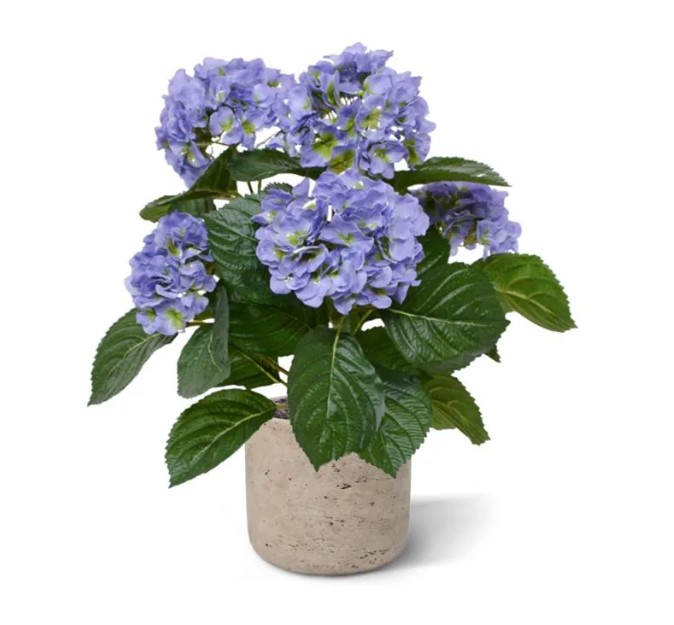 Hortensia kunstplant, H: 40 cm blauw in pot