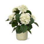 Hortensia kunstplant, H: 40 cm creme in pot