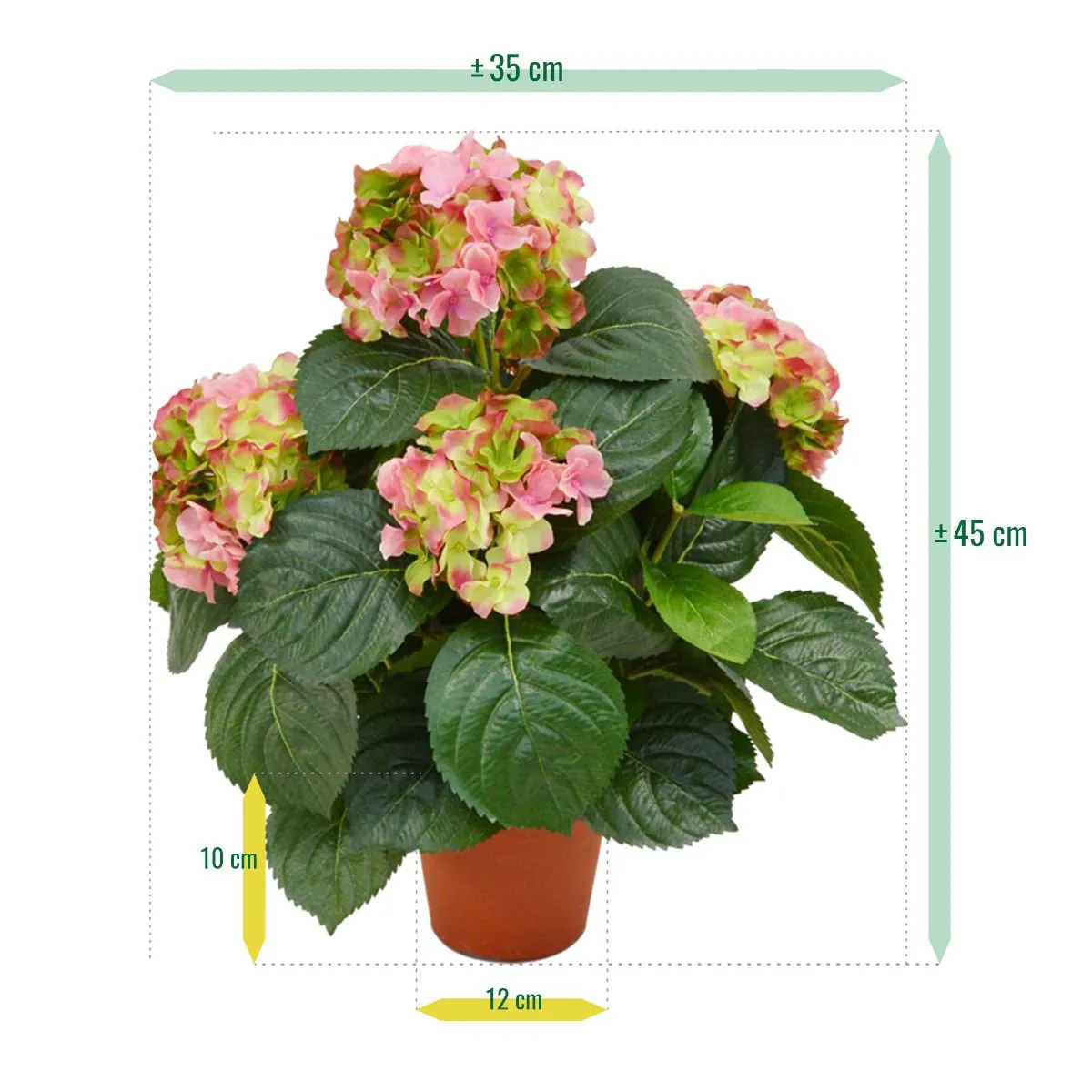 Hortensia deluxe kunstplant, H 45 cm – roze – Kunstplant