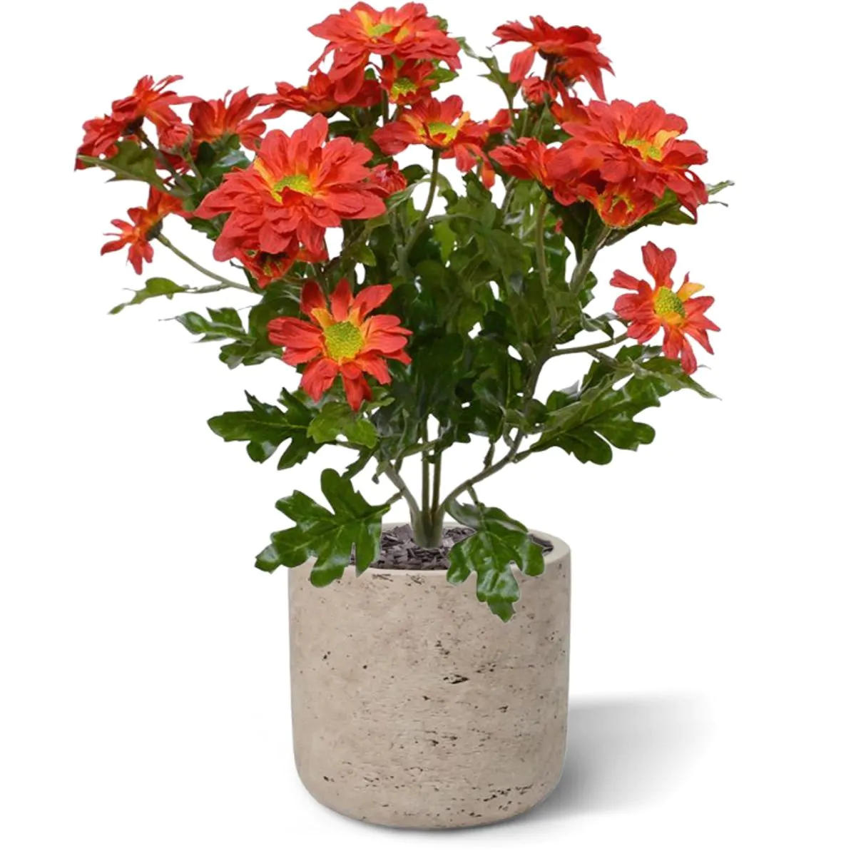 Chrysant kunstboeket, H: 35 cm oranje