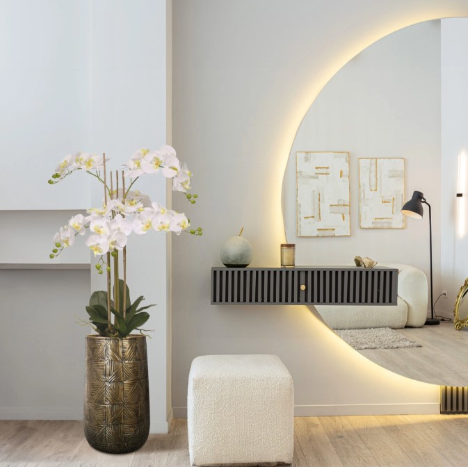 Phalaenopsis kunst Orchidee, H: 95 cm wit