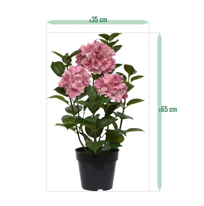 Hortensia Kunstplant in pot, H: 65 cm Roze